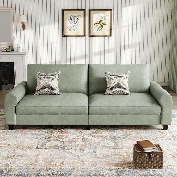 EASE MOOSE 88.5" Large Seat Faux Leather Loveseat Sofa, Waterproof and - Image 4