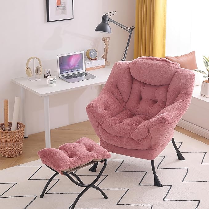 Tiita Lazy Chair with Ottoman, Comfy Leisure Sofa Reading Chair with Footrest - Image 7