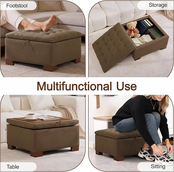 WUTUTUEE 30" Fabric Square Storage Ottoman - Image 6