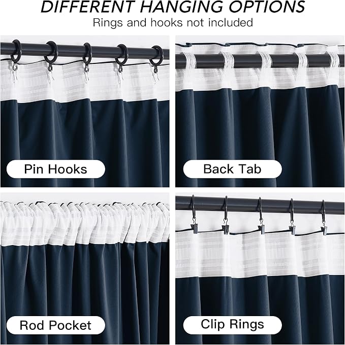 RYB HOME Navy Blue Velvet Curtains 72 inches - Image 4