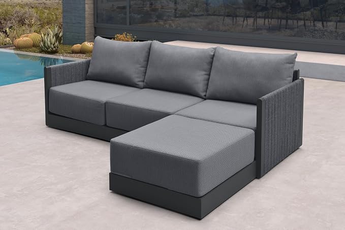 PURPLE LEAF 4 Pieces Patio Conversation Sets All Weather Outdoor Couch - Image 2