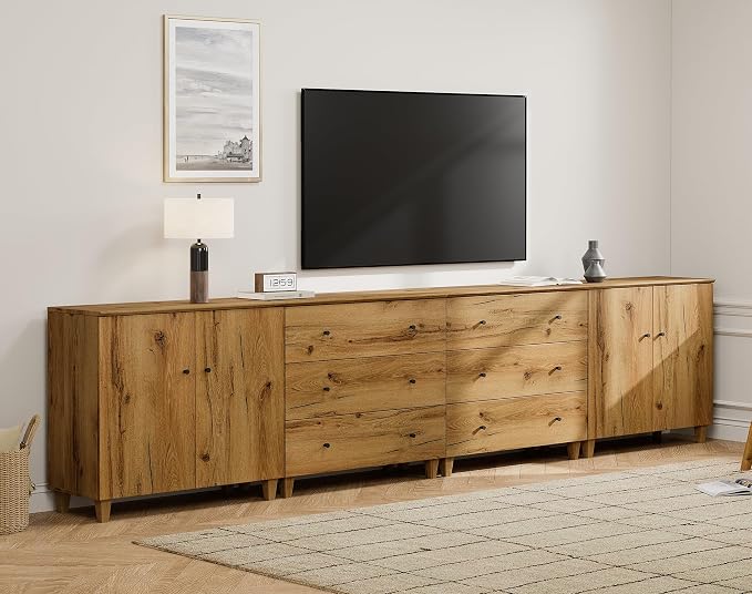 WAMPAT TV Stand Cabinets for 120+ Inches TVs, 4-in-1 Wood Media Console Table - Image 3