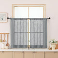 Chyhomenyc Charcoal Grey Semi Sheer Curtains 36 Inch Length, Light Filtering by Chyhomenyc