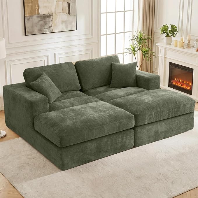 80.7" Oversized Double Chaise Lounge Chair Indoor, Cloud Boneless Sleeper Sofa - Image 9