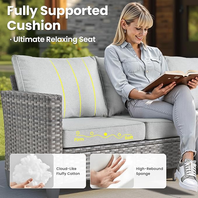 ovios 5 Pieces Patio Furniture Set, Outdoor Wicker Sofa Couch - Image 7