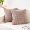 Pack of 2 Corduroy Decorative Throw Pillow Covers 24x24 Inch Soft Striped by Unknown