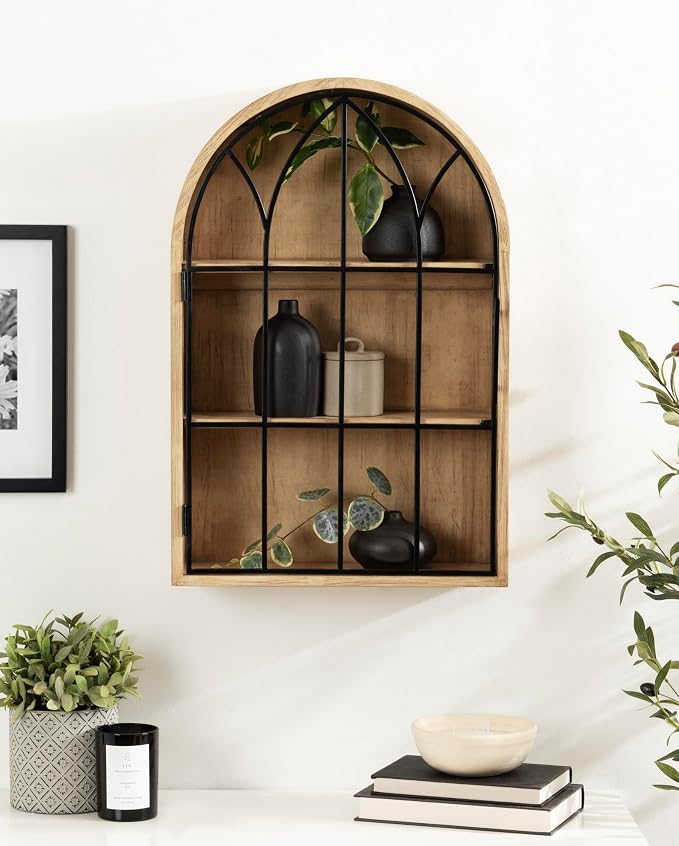 Kate and Laurel Megara Decorative Wooden Hanging Arched Wall Cabinet - Image 5