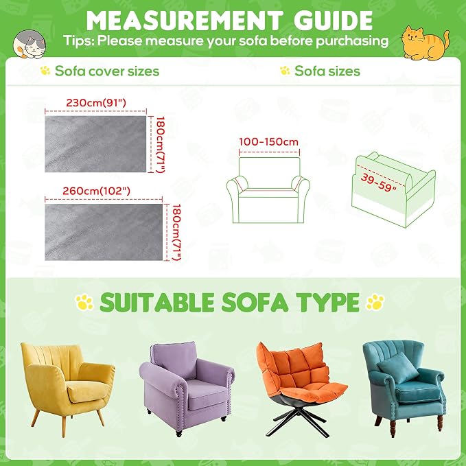 Couch Cover, Cat Scratch Resistant Sofa Cover, Waterproof Sofa Cover, Heavy - Image 5