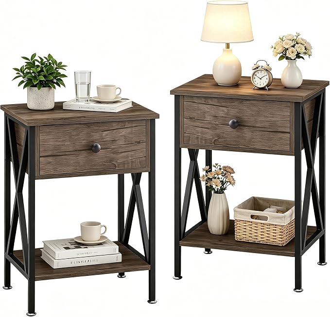 VECELO Nightstands Set of 2, Modern Bedside End Tables, Night Stands by VECELO