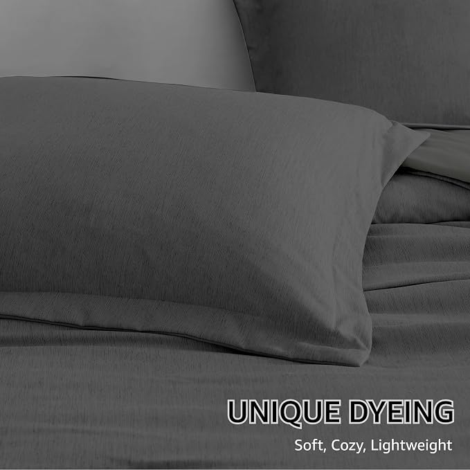 Monbix Full Size Comforter Set, Dark Grey Bedding Comforter - Image 6