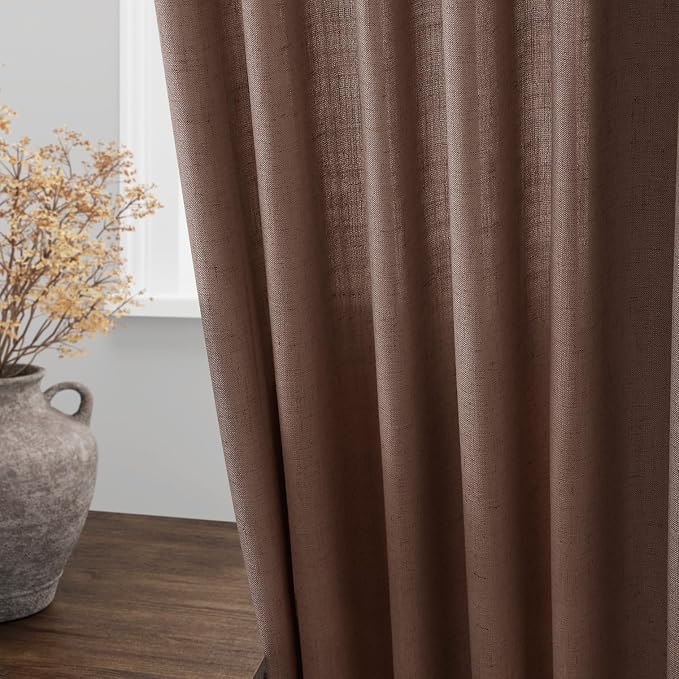 Nanspring Mocha Mousse Curtains 96 Inch Long 2 Panel Set Back Tab Rod Pocket - Image 4