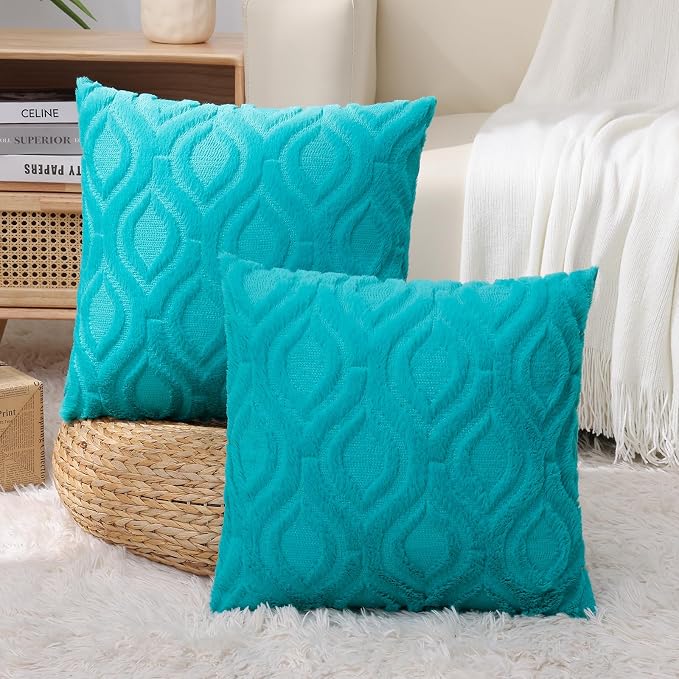 decorUhome Summer Throw Pillow Covers 18x18 Inch Set of 2, Soft Plush Faux Wool - Image 9