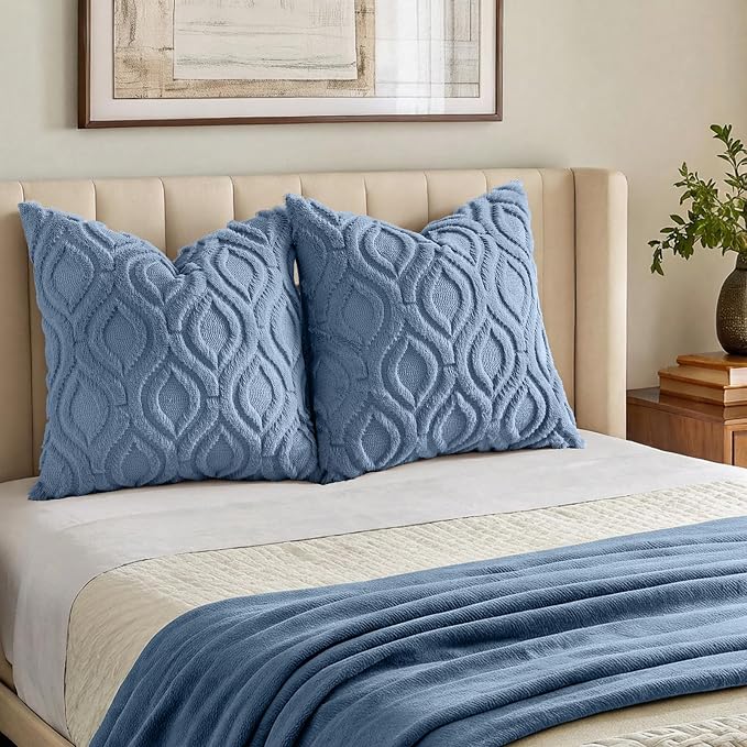 decorUhome Throw Pillow Covers 26x26 Inch Set of 2, Soft Plush Faux Wool Dusty - Image 7