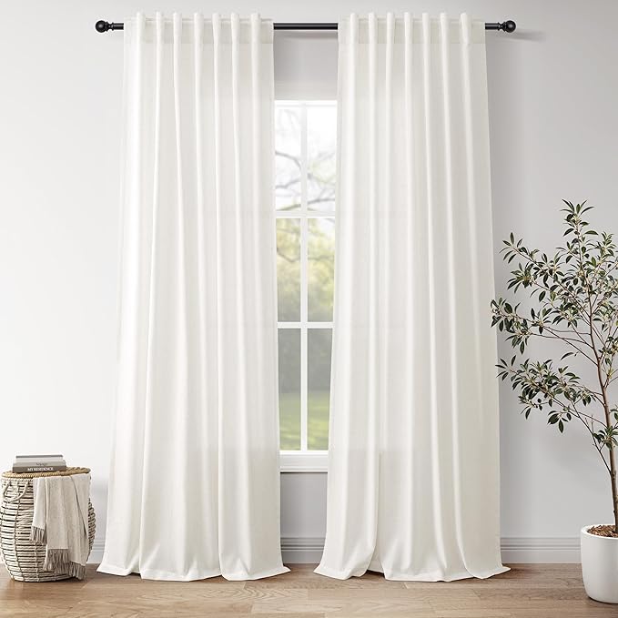 Nanspring Neutral Linen Curtains 90 Inches Long by Nanspring