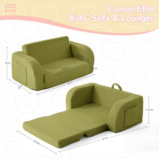 Toddler Couch, 2-in-1 Toddler Chairs Comfy 1-3 Years Old, Toddler Chair - Image 3