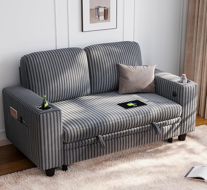 LINSY HOME Loveseat Sofa with Storage by LINSYHOME