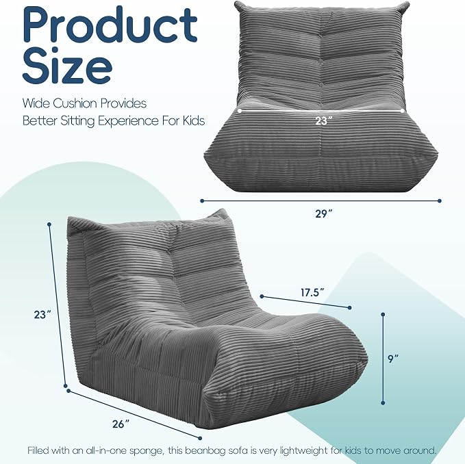 Hobestluk Bean Bag Chair with Memory Foam Ultra Soft Faux Fur Fabric Ergonomic - Image 2