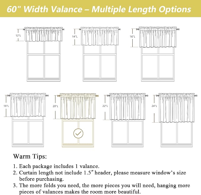 Black Valances for Windows, Light Filtering Faux Linen Textured Small Short - Image 3