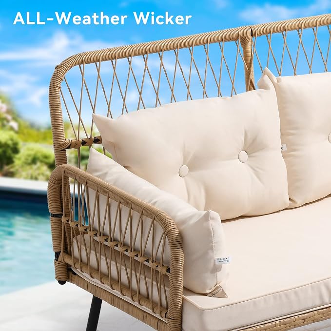 YITAHOME 2-Piece Patio Furniture Wicker Outdoor Loveseat, All-Weather Rattan - Image 3
