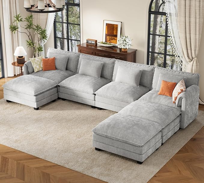 ELUCHANG Oversized 153" Modular Sectional Sofa, Comfy Cloud Couch, U Shaped by ELUCHANG