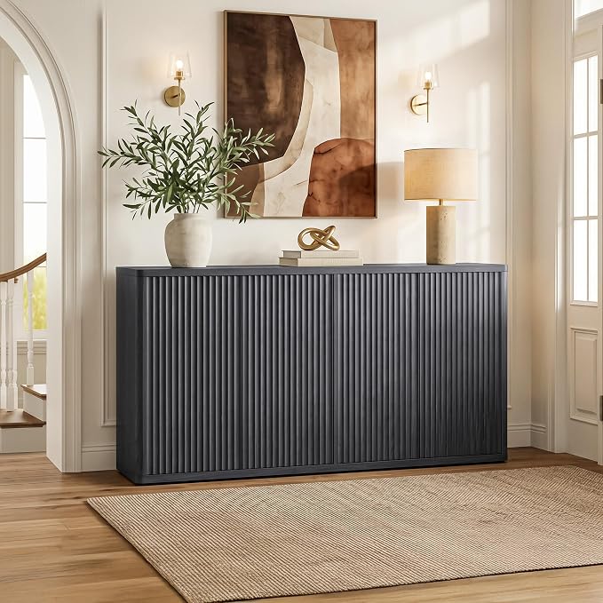 SICOTAS Buffet Cabinet with Storage Accent Sideboard with 4 Doors 66.3" Wide - Image 9