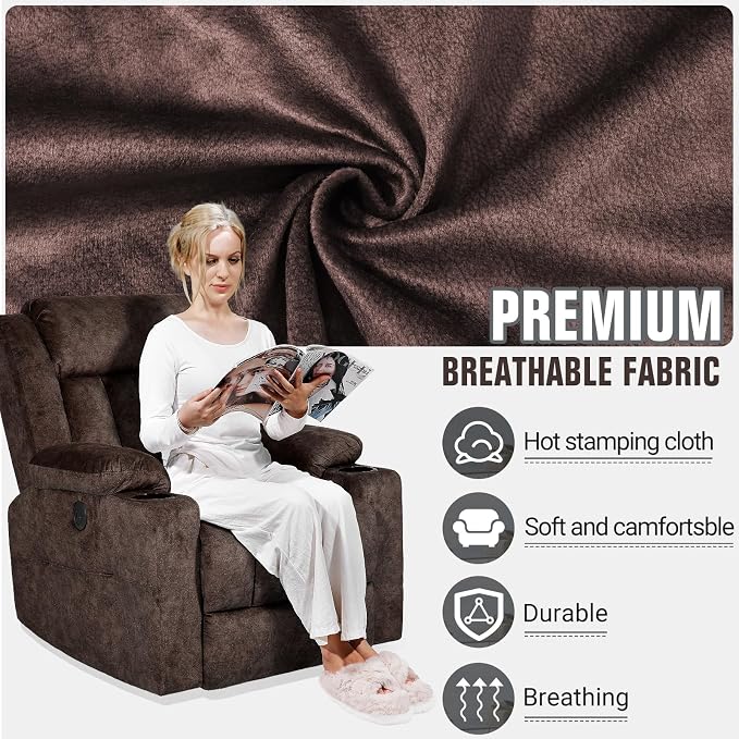 LEVELEVE Retro Rocking Recliner Chair, Massage Rocker Recliner Chair - Image 5