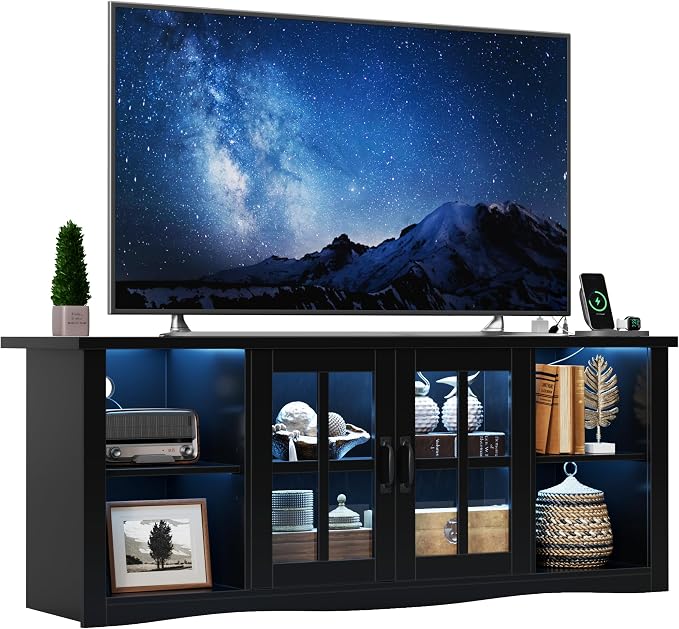 YESHOMY Farmhouse LED TV Stand by SearchallYESHOMY