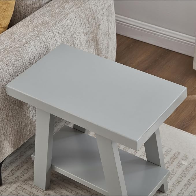 Roundhill Furniture Athens Contemporary Wood Shelf Side Table in Gray - Image 4