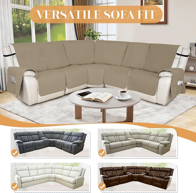 HDCAXKJ 100% Waterproof Reclining Sectional Couch Covers L Shape Recliner Sofa - Image 5