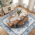 RELEANY Area Rugs Square 10ft Washable Non-Slip, Floral Vintage Distress Print by RELEANY