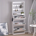 BORNOON Shoe Cabinet with 3 Flip Drawers & Coat Rack, Narrow Hidden Shoe by BORNOON
