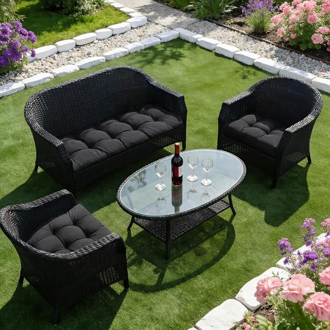 Wicker Chair Cushions of 3 Pieces, Waterproof Cushions - Image 5