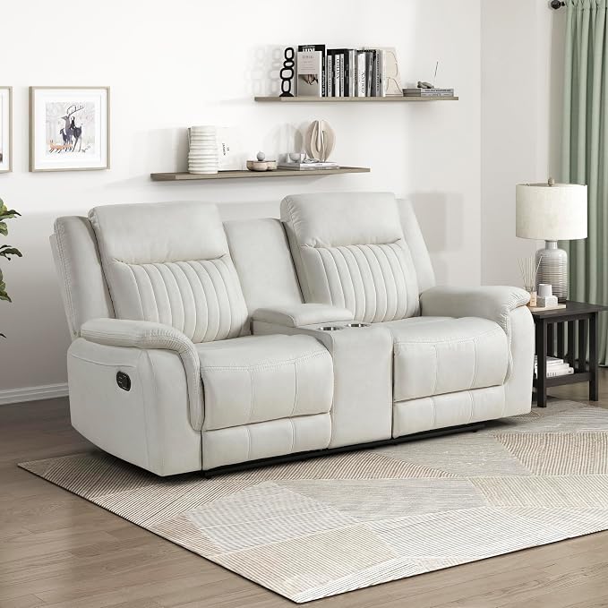 Lexicon Manual Double Reclining Loveseat, Polished Microfiber Manual Wall by Lexicon