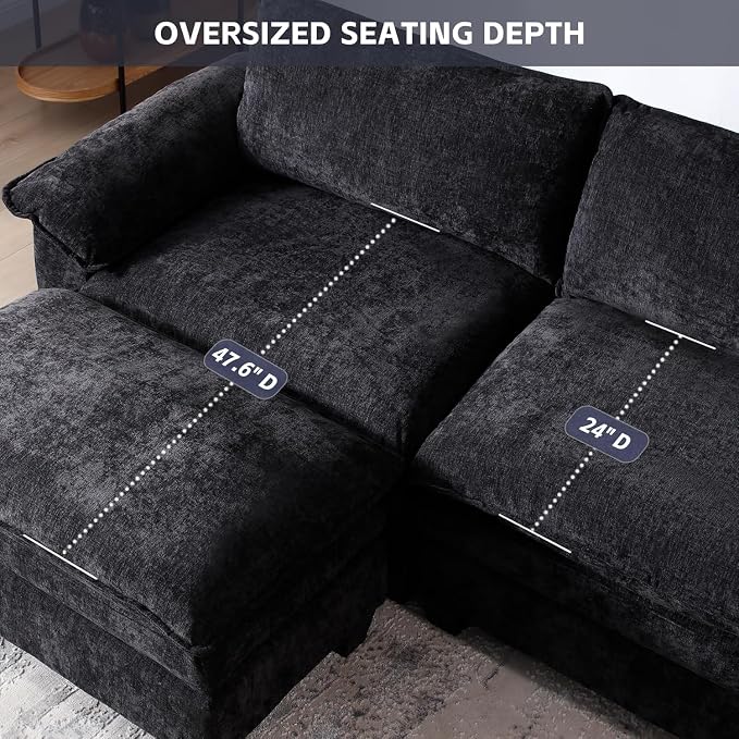 mestyl Modular Sectional Sofa Comfy Cloud Couch, U Shaped 3 Deep Seat Sofa Couch - Image 6