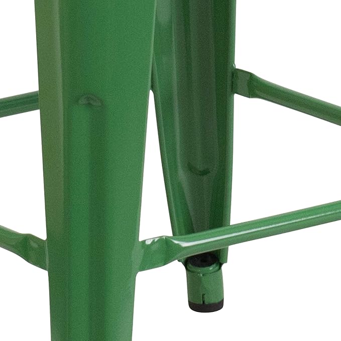 Flash Furniture Kai Commercial Grade 24" High Backless Green Metal - Image 6