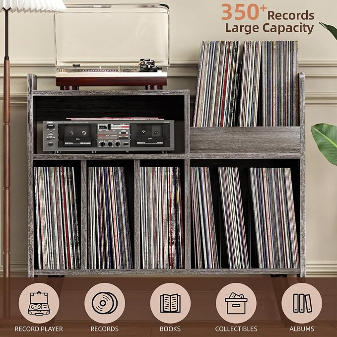 Record Player Stand, Large Record Player Table Cabinet - Image 3