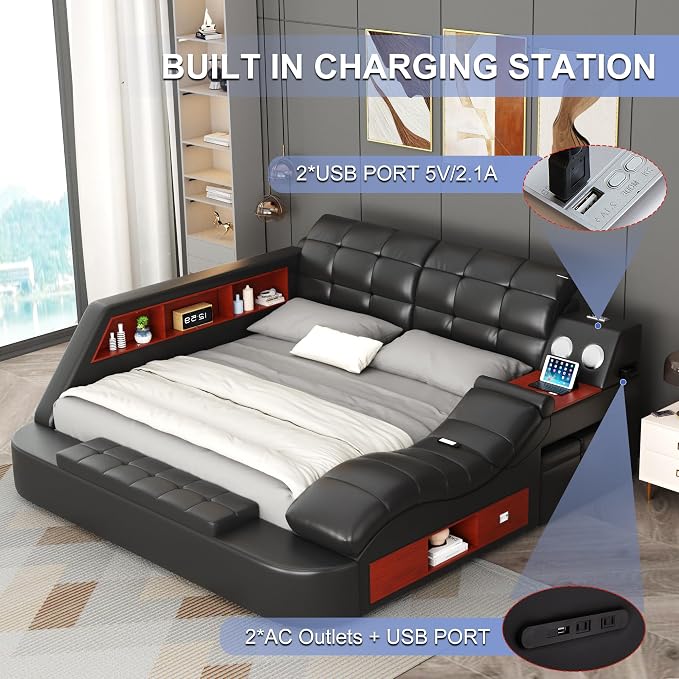 AF ARTISAN FURNITURE Queen Size Smart Multifuncional Bed Frame - Image 4