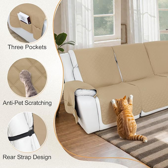 HDCAXKJ 100% Waterproof Reclining Sectional Couch Covers L Shape Recliner Sofa - Image 5