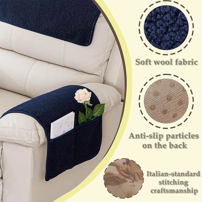 Armrest Covers - Arm Chair Covers Set of 3 Recliner Chair Covers, - Image 4