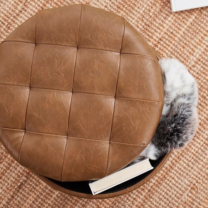 Ornavo Home Round Storage Ottoman - Image 4
