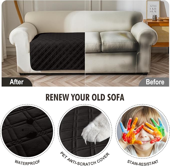 Genina Waterproof Couch Cover, Washable Anti-Slip 86.6 inch Sofa Covers - Image 4