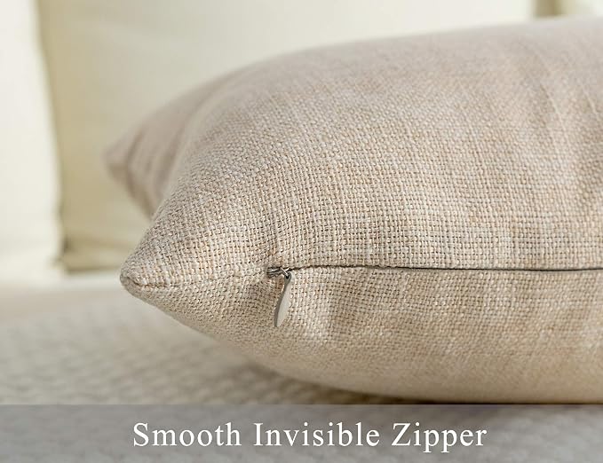 Stellhome Rectangle Linen Throw Pillow Covers Solid Burlap Farmhouse Decorative - Image 3