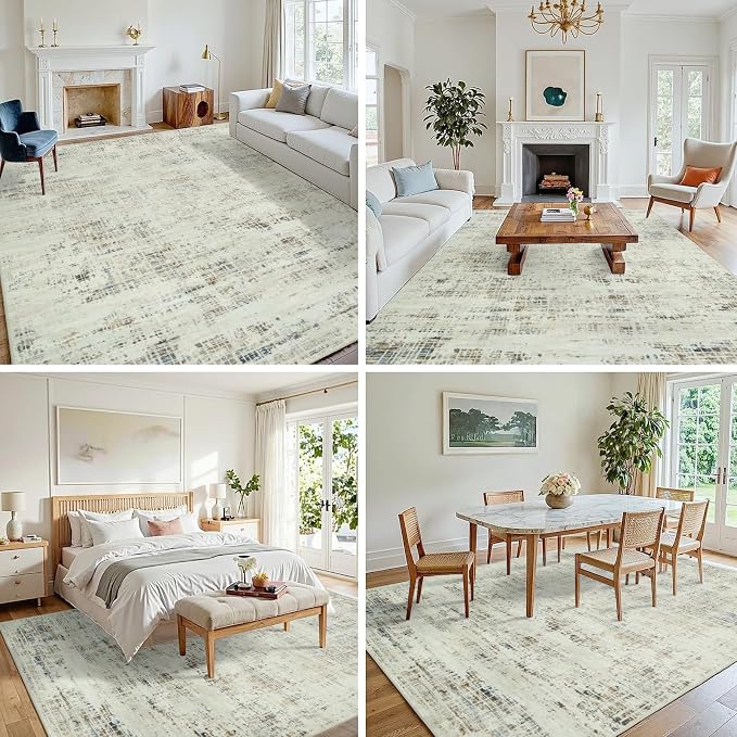 8x10 Area Rugs for Living Room Washable Rug: Anti-Skid Abstract Modern Living - Image 3