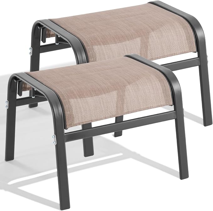 ONBRILL Outdoor Ottoman Set of 2, All Weather Outdoor Foot Stool by ONBRILL