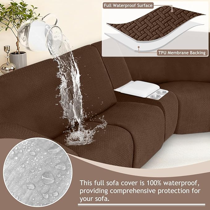ALIECOM 100% Waterproof Recliner Sectional Couch Covers L Shape Stretch Corner - Image 4