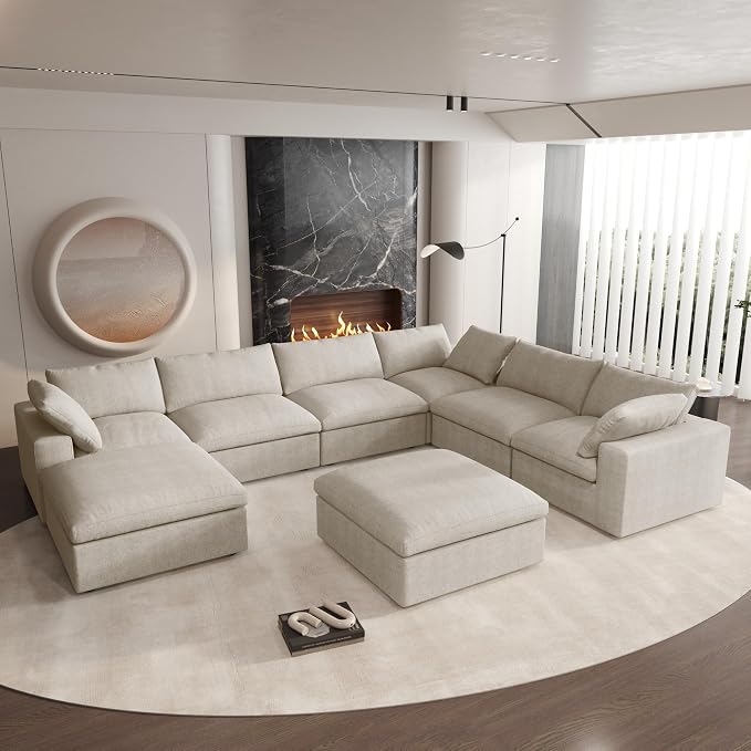 Cloud Modular Sectional Sofa Couch, Oversized Couch 8 Seater, 160.6" U Shaped by SofaFurniture