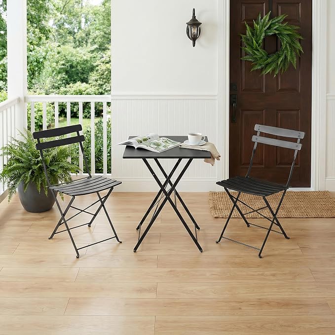 GarveeLife 3 Piece Patio Bistro Set, Folding Patio Bistro Table and Chairs Set - Image 7