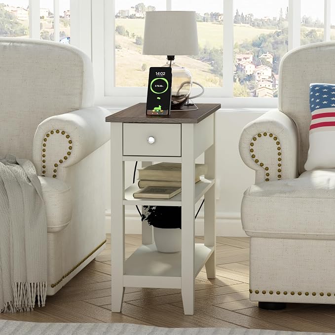 ChooChoo Farmhouse end Table Living Room Set of 2, Sofa Side Table Living Room - Image 5