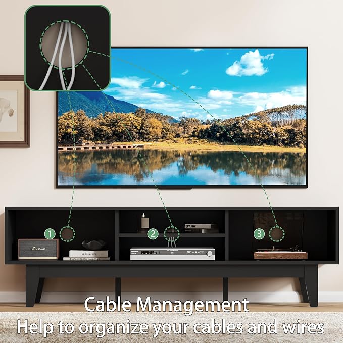 Fluted TV Stand for 55 65 Inch TV, Mid Century Modern Entertainment Center - Image 3