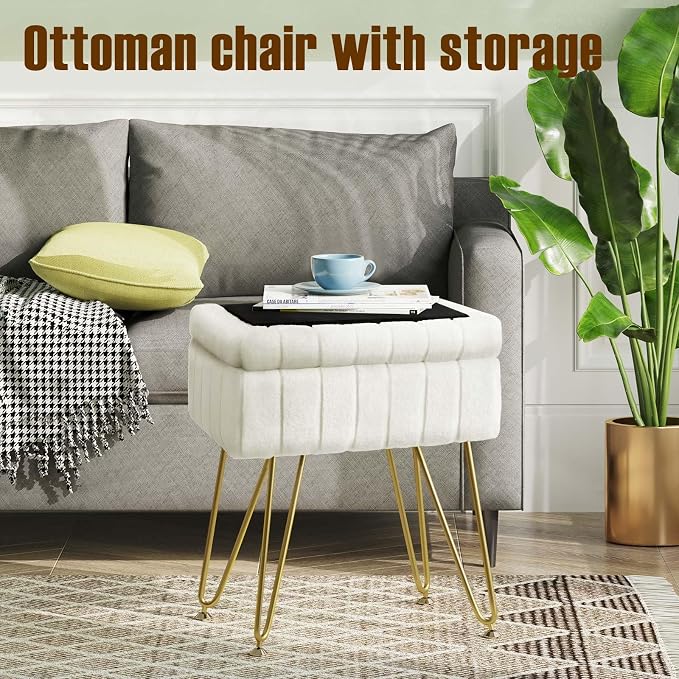 Greenstell Vanity Stool Chair Faux Fur - Image 6